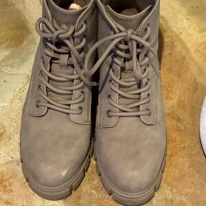 Tan Lace-Up Ankle Boots